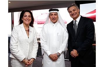 The U.S. Ambassador to the State of Qatar, Her Excellency Ms. Dana Shell Smith, joined Mr. Al Baker and Boeing Commercial Airplanes President and CEO Mr. Ray Conner for a special ceremony on the second day of the air show to celebrate the airline’s 25th Dreamliner delivery