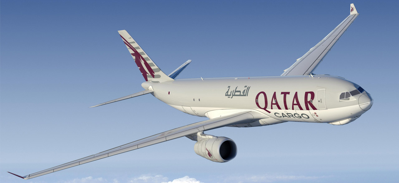 QATAR AIRWAYS CARGO FREIGHTER ARRIVES AT LONDON HEATHROW AIRPORT